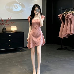 Karrar betsey | Đầm A-Line Chấm Bi Ngọt Ngào Dành Cho Mùa Hè Túi Xéo Ôm Eo