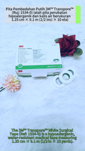 (1 PIECE) 3M 1534-0 Transpore White Surgical Tape 0.5 INCH / 1.25CM