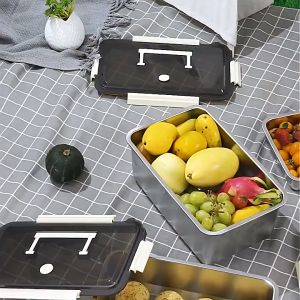 SSGP 316L Stainless Antibacterial Handle Fresh Keeping Vacuum Food Box Portable Storage Picnic Box-