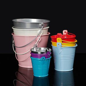 Sctrading888 Chậu hoa màu kẹo sắt xô thiếc vườn cây trồng ban công giỏ trang trí thùng