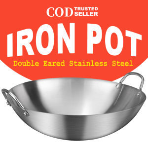 Kawali Big Size Non-stick Wok Stainless Steel Double Eared Iron Pot With Handle Raging Fire Pot Suitable For All Stoves