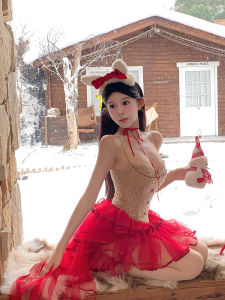 Large Size French Pure Desire Fishbone Bralette Mesh Cake Skirt Womens Autumn Christmas Atmosphere Sensation Clothing Set