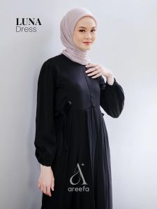 Gamis Abaya Turkey Remaja Hitam Polos Wanita Premium Mewah Elegan Aesthetic Turki - Areefa Indonesia