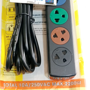 Ổ cắm điện LIOA 6SND5 / 6 lỗ cắm dài 5m Dòng 10A bảo vệ tải CB công tắc ON - OFF
