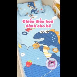 Chiếu điều hoà kèm gối cho bé sơ sinh nằm mát 60x120cm chiếu lụa điều hoà cao su non thông hơi