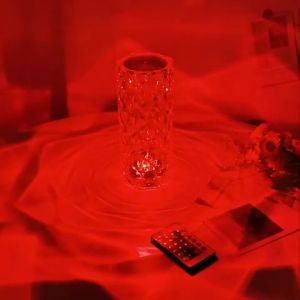 [Local Seller]Crystal Rose Table Lamp Romantic Diamond Night Light USB Touch Atmosphere RGB LED Lamp for Bedroom Desk Party Room Decoration