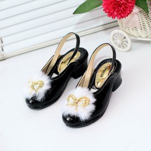 sandal anak perempuan hak bapau bulu pita wl 77