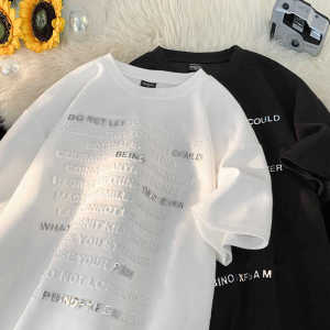 Áo Thun Nam Tay Ngắn Tem Chữ Phong Cách Mỹ Nam Thời Trang Đường Phố Thoải Mái Rộng Rãi Thời Trang Đồ Thể Thao Áo Dành Cho Thanh Niên Và Thanh Thiếu Niên