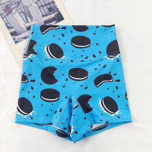 กางเกงขาสั้นออกกำลังกายผู้หญิงพิมพ์ลายผลไม้ กางเกงโยคะสีสดใส ยืดหยุ่นสูง แห้งเร็ว กางเกงขาสั้นเทรนนิ่งสำหรับผู้หญิง