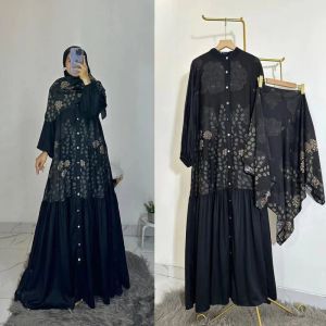GAMIS ZAHRA DRESS SET HIJAB RAYON BUNGA BEST SELLER