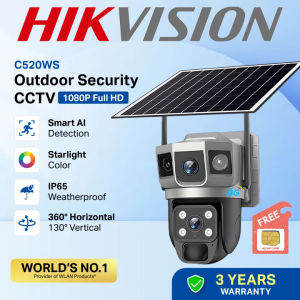 Hikvision 4G SIM Outdoor Solar CCTV Camera No WiFi Needed Connect Cellphone With Audio and Speaker Home IP Security Cameras HD 1080P Night Vision With Alarm Sensor IP66 Waterproof Smart Camera CCTV