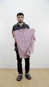 Kemeja Leher Shanghai Pria Kemeja Pria Lengan Panjang Basic Polos Kerah Sanghai Casual