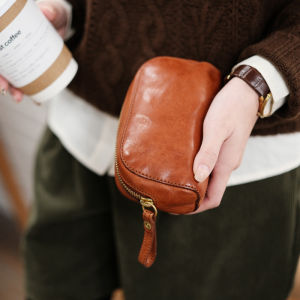 Retro Large Capacity Tanned Cowhide Japanese Style Ladies Clutch Wallet Soft Leather Multifunctional High End Sensation