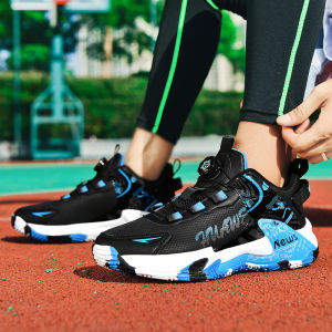 No-Tie Waterproof Leather Surface Mens Sport Shoes Anti-Slip Wear-Resistant Low Top Basketball Running Shoes for Teens