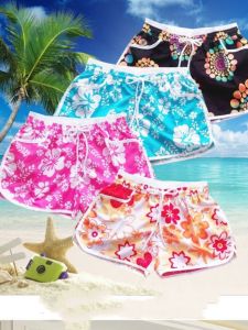 Womens Beach Pants Summer Vacation Shorts Womens Quick-Drying Floral Slimming Hot Pants Plus Size Loose Lace-up Sports Tide