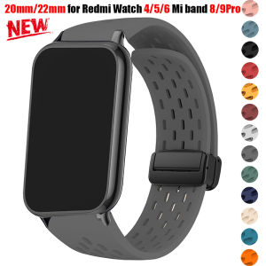 20/22mm Silicone Strap for Redmi Watch 6 5 4 Magnetic Buckle Sports Band for Mi Band 8/9Pro Correa Breathable Bracelet Accessory