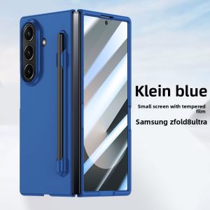 Solid Color with S Pen Holder Phone Case for Samsung Galaxy Z Fold 8 Ultra 7 6 5 4 3 Slim Screen Matte Shockproof Protect Cover