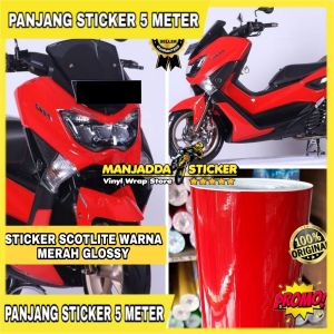 STIKER SKOTLET MOTOR WARNA MERAH SUPER GLOSSY MENGKILAP