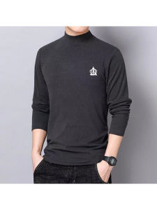 Thickened Fleece Warm T-Shirt for Men Trendy Large Size Half-High Collar Ideal for Autumn and Winter