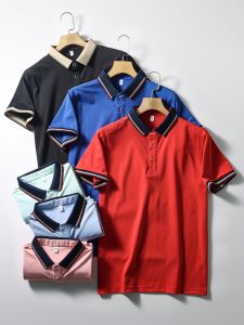 Áo Thun Polo Tay Ngắn Ice Silk Pique Cotton Thoáng Khí Thấm Hút Ẩm Thiết Kế Cổ Bẻ Màu Tương Phản Thời Trang Mùa Hè Cho Nam