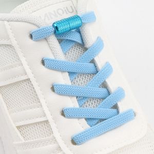 1 Pair Elastic Shoelaces Without Ties Flat Shoe Laces Round Metal Capsules Lock Rubber Band Lazy Shoes Lace For Sneakers