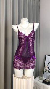 Hormones 💞💞ชุดแซ่บๆ ชุดเซกซี่ สีม่วง ลูกไม้ ดูผ่าน สายรัดด้านหลัง ใส่สบาย พร้อมส่งจากไทย