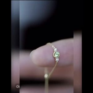 S925 Sterling Silver Plated 14K Gold Peridot Adjustable Chain Ring Women Japanese Style Small Niche Design Sense Collection 2025