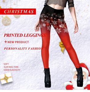 FEELCOOLSPORT European and American digital printing clothes Christmas snowflake leggings yoga clothes womens pants yoga pants