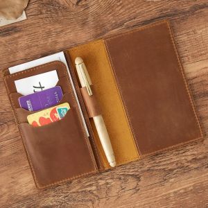Leather Field Notes Cover for Moleskine Cahier Notebook Vintage Pocket Journals Notepads with Card Holder for Business & Travel