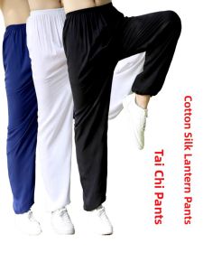 Womens Tai Chi Practice Dance Pants Artificial Cotton Silk Pure Cotton Lantern Pants Square Dance Clothing Summer Long Trousers