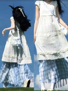 Elegant White French Style Dress Womens Summer 2025 New Beach Vacation Layering Long Skirt Cotton Short Sleeve Loose Fit