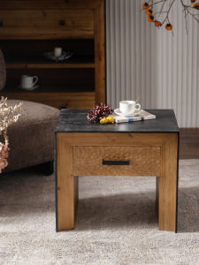 Quiet Style Retro Bedroom Bedside Table Living Room Small Apartment Solid Wood Sofa Side Cabinet Homestay Hotel Art Small Square Table