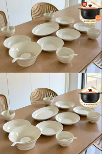 mornenjoy | Underglaze Creamy French Style Ceramic Dinnerware Set