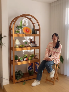 Balcony Flower Stand A-grade Spruce Wood Plant Rack Living Room Floor-standing Multi-layer Indoor and Outdoor Mobile with Wheels