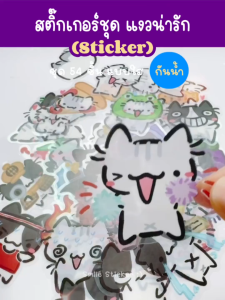 พร้อมส่ง สติ๊กเกอร์ แงวหลากหลายอารมณ์ 54 ชิ้น ไดคัทเป็นตัวๆ แบบใส กันน้ํา ตกแต่งเคส โน๊ตบุ๊ค แก้วน้ำ