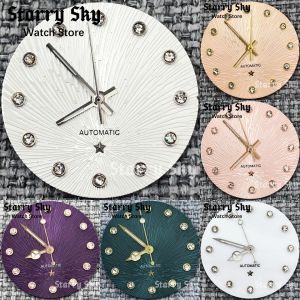 Starry Sky 24.5mm Diamond Index Star Decoration Watch Dial With Green Luminous Watch Hands Fit For NH05 Movement Watch Accessory