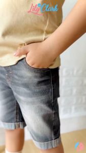 Lily And Clark Celana Jeans Pendek Basic Anak Laki-Laki Warna Abu JPA01