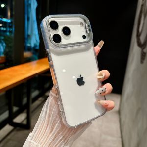 szhaiyu | Transparent Hard Shell Phone Case for IPhone 17 Air 16 15 Plus 14 13 12 Pro Max Metal Holder Shockproof Protective Cover