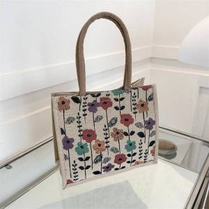 MEISITEKEKE | Túi Xách Dung Lượng Lớn Bằng Vải Cotton Linen