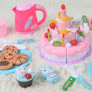 SKISOPGO Cake Toys for Kids Blowing Candle Food toys Pretend Play Set Mainan Kanak Kanak