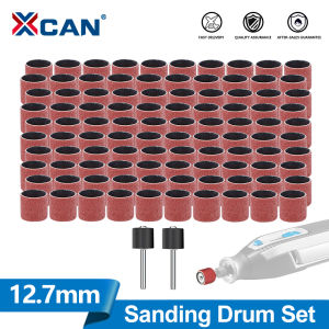 XCAN 11-102pcs Sanding Drum Set Grit #80 #100 #120 Sanding Band Sleeve with Mandrels for Dremel Rotary Tools Accessories