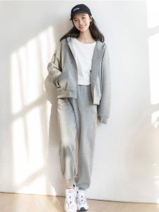 ฤดูหนาว ผ้าขนแกะ เรียงราย เสื้อสเว็ตเชิ้ต และ กางเกง ผู้หญิง หลวม ชุดวิ่ง ลำลอง ทันสมัย นักเรียน Trend Two Piece Set