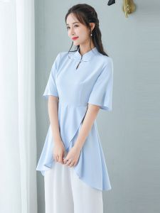 Đầm Cải Tiến Phong Cách Trung Hoa Mới Cho Nữ Đầm Công Sở Cho Kỹ Thuật Viên Tắm Chân Và Mát-xa Bộ Sưu Tập Mùa Thu 2024