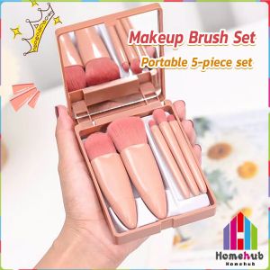 Homehub 5pcs Make Up Brushes Set With Mirror Foundation Eye Shaow Brush Beauty Tools