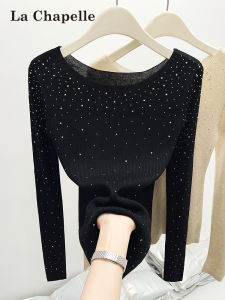La Chapelle | Áo Knit Đính Hột Xịn Màu Đen Bóng