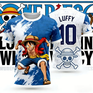 Bandai | 2026 Summer One Piece Luffy Brushstroke Graffiti 3D Print T-Shirt Streetwear for Anime Fans Adult & Kids Sports Plus Size Top