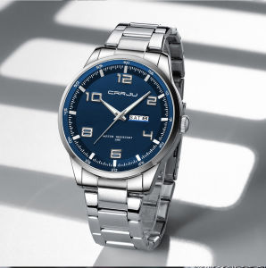 CRRJU NEW Mens Watches Casual Business Quartz Stainless Steel Band with Auto Date Luminous Hands 5005