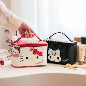 Sanrio | Sanrio PU Leather Makeup Bag Large Capacity Portable Travel Cosmetic Organizer Toiletry Case