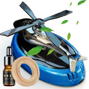 Solar Power Car Aromatherapy Ornament Air Freshener Rotating Airplane Auto Interior Decor Car Fragrance Diffuser Fragrant Wood