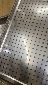 Khay inox úp ly có lỗ  khay ấm chén mâm trà chữ nhật 35x50cm